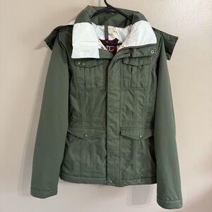 Burton White Collection DryRide Ski/Snowboard Jacket Olive Fur Trim Hood Sz 1/XS